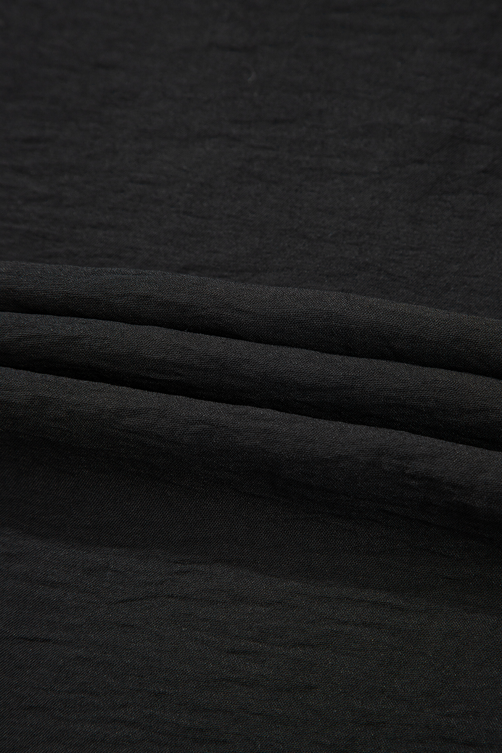 Black Drawstring Frilled Elastic Waistband Wide Leg Utility Trousers