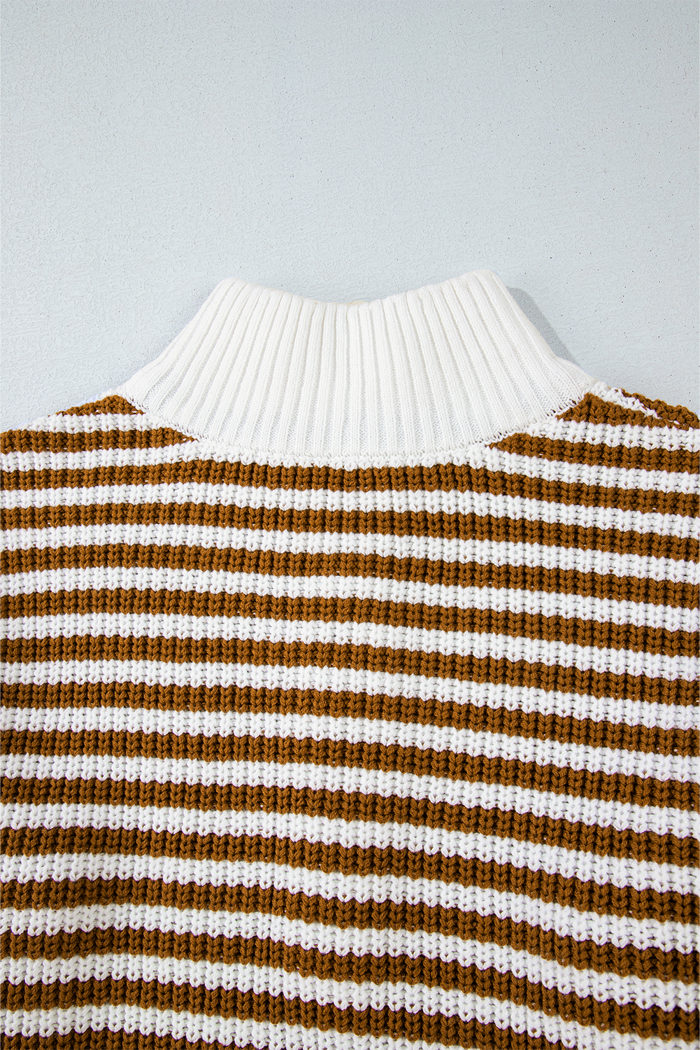 Black Stripe Zip up Collar Drop Shoulder Sweater