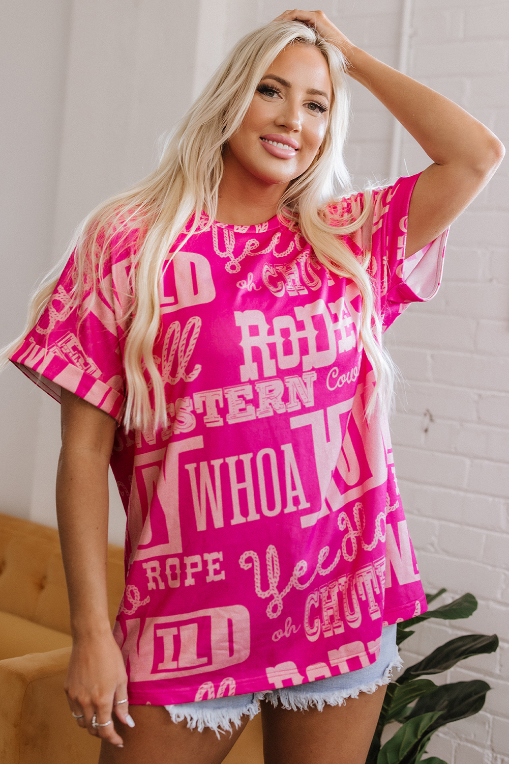 Dark Grey Howdy Cowboy Letter Printed Western Fashion Tee