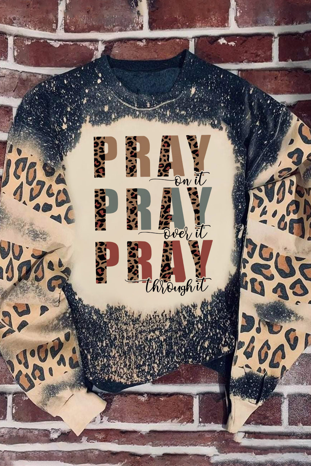 Fiery Red Tie Dye Leopard Drop Shoulder Sweatshirt