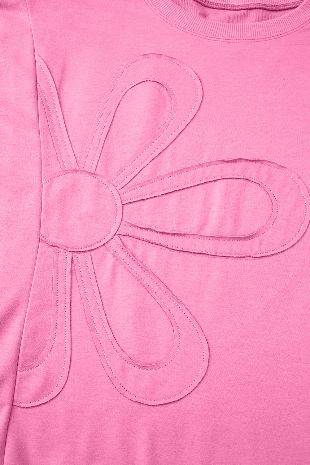 Pink Flower Patch Mineral Washed Terry Knit Cropped Wide Leg Pants