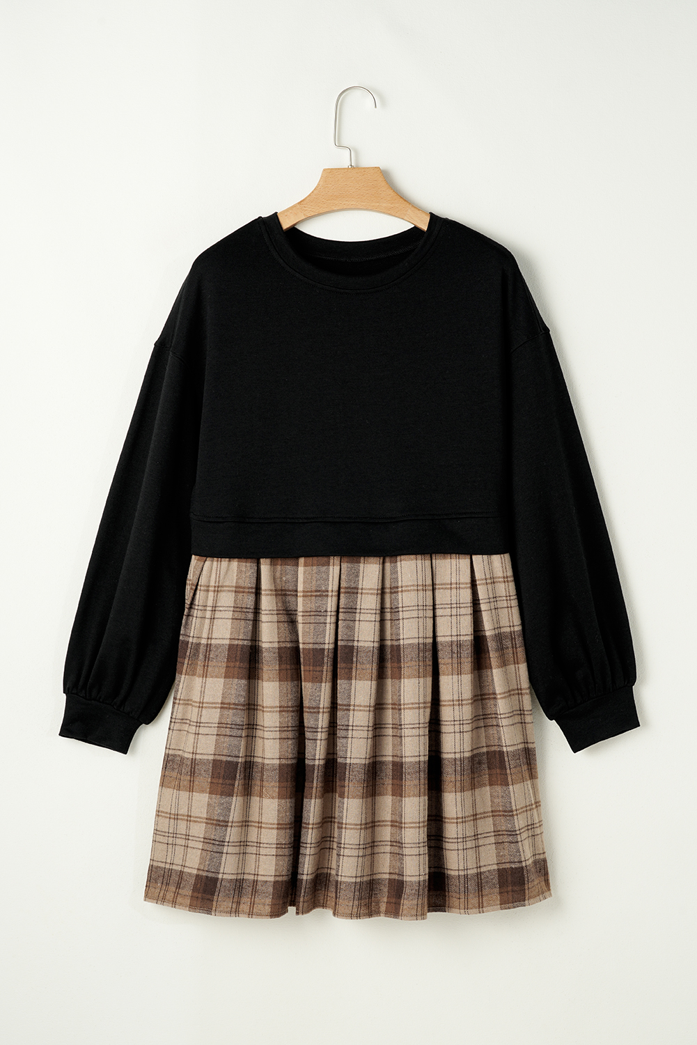 Pale Khaki Sweatshirt Poplin Mini Dress