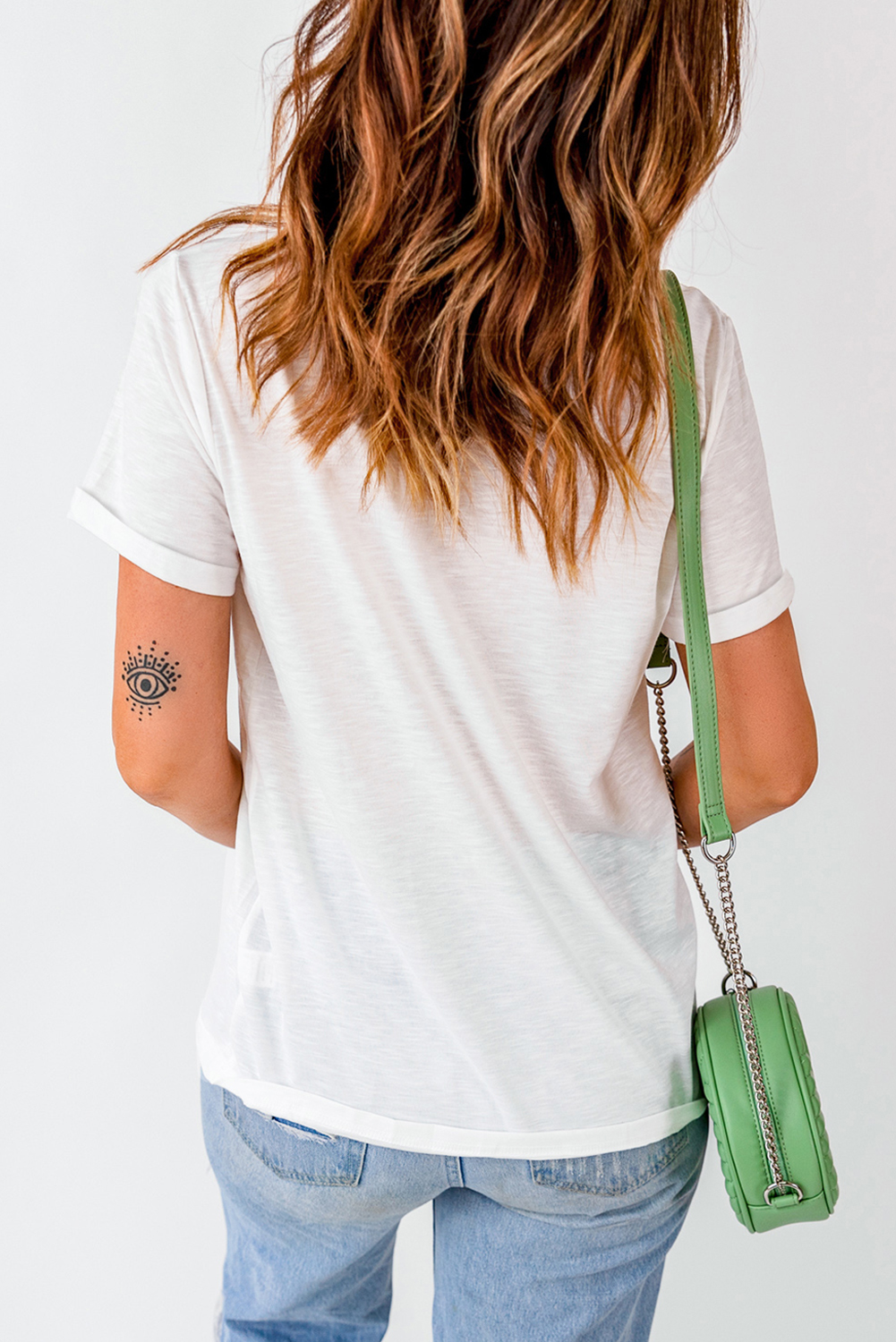 White Sequin mama Graphic Crewneck T Shirt