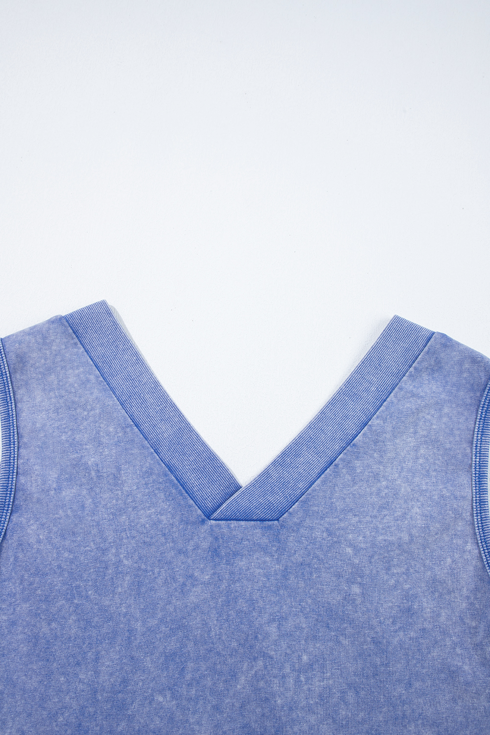 Sky Blue Mineral Wash Pocketed Sleeveless V Neck Loose Romper