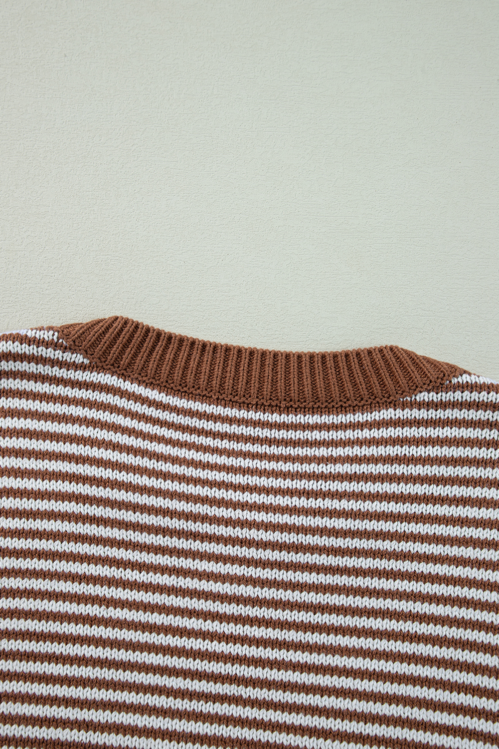 Gray Stripe Geometric Textured Drop Shoulder Sweater