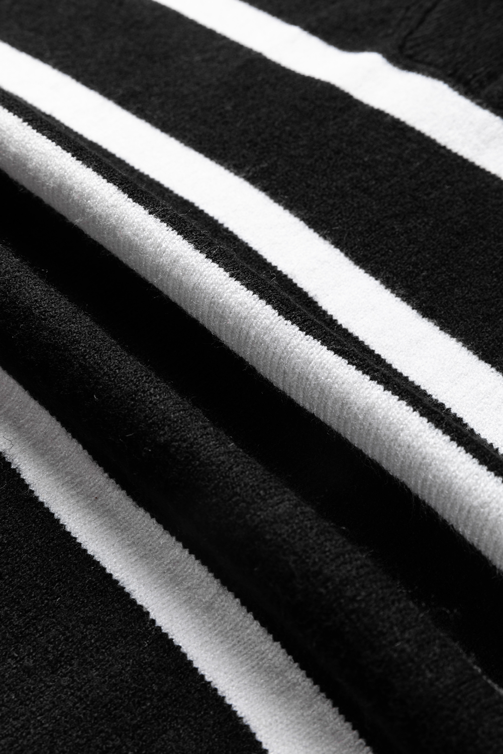 Black Striped O-ring Zip Collared Loose Sweater Mini Dress