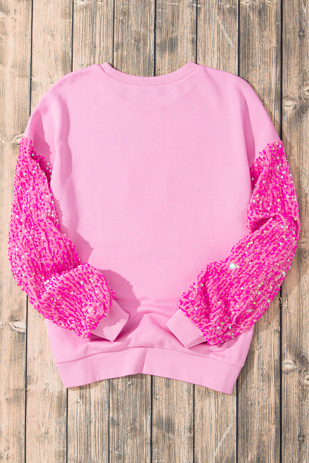 Pink Shiny Father Christmas Graphic Sequin Long Sleeve Top