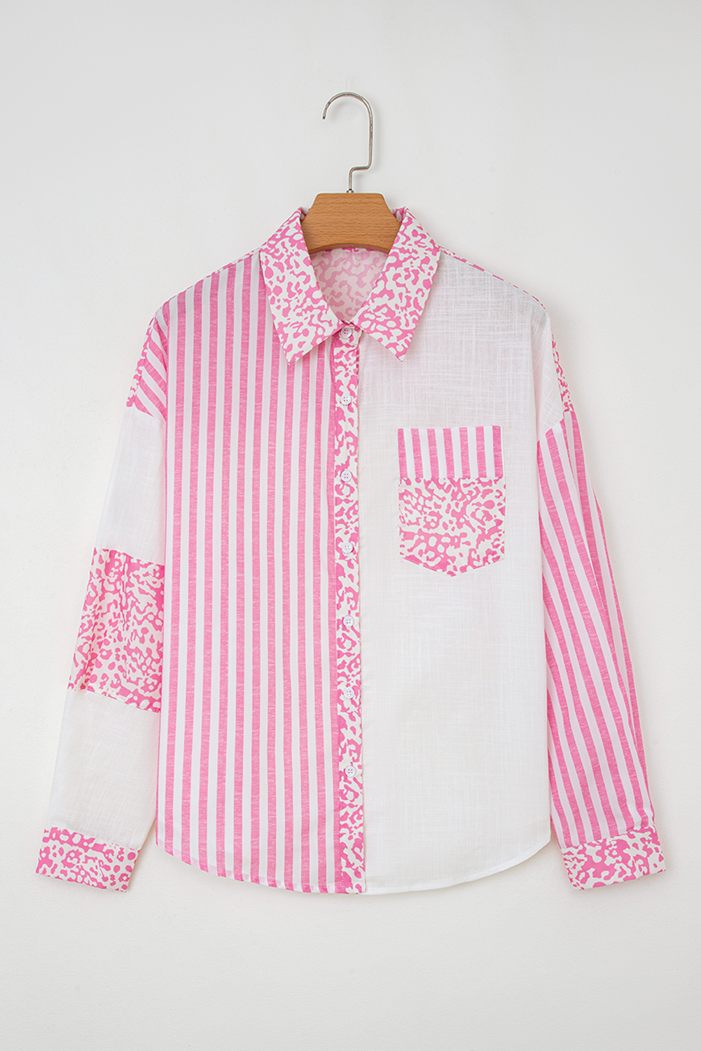 Sky Blue Leopard Striped Western Casual Shirt