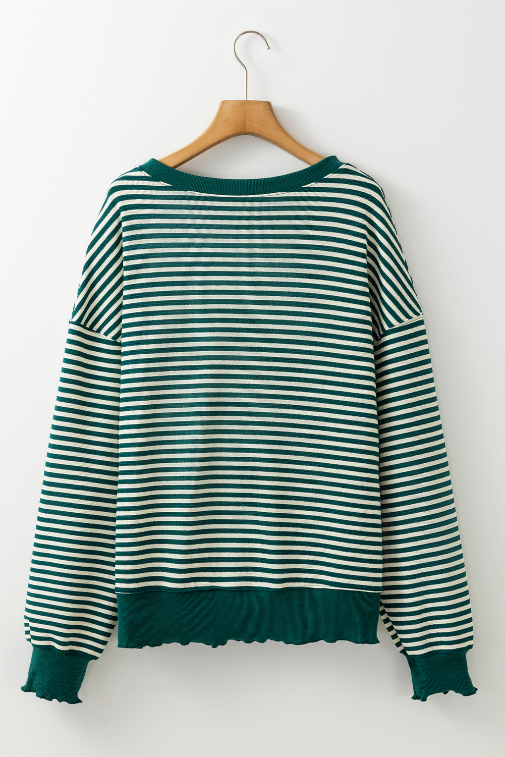 Green Stripe Santa Claus Delivering Gifts Sequin Graphic Long Sleeve Top