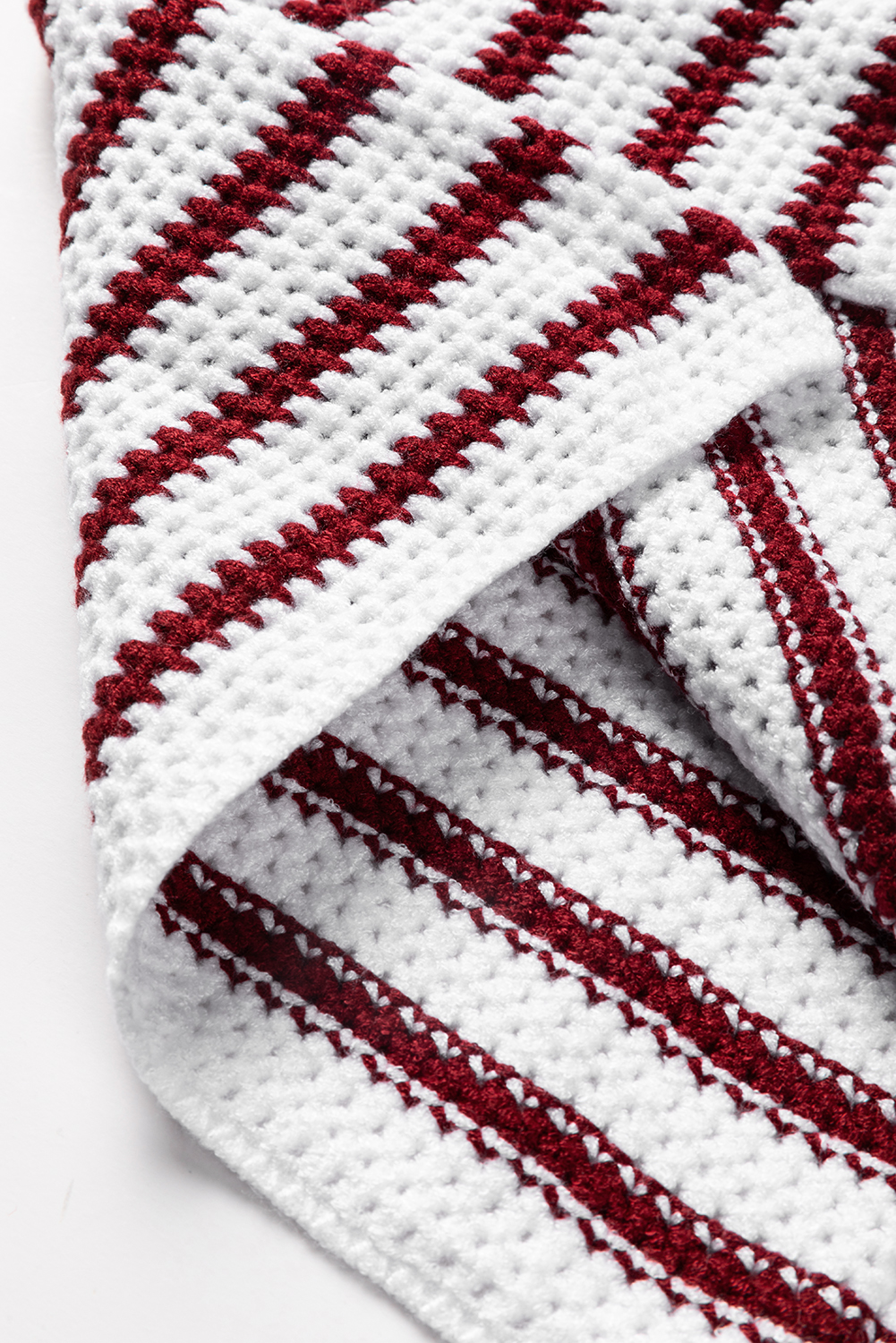 Fiery Red Striped Knit Split Hem Baggy Sweater