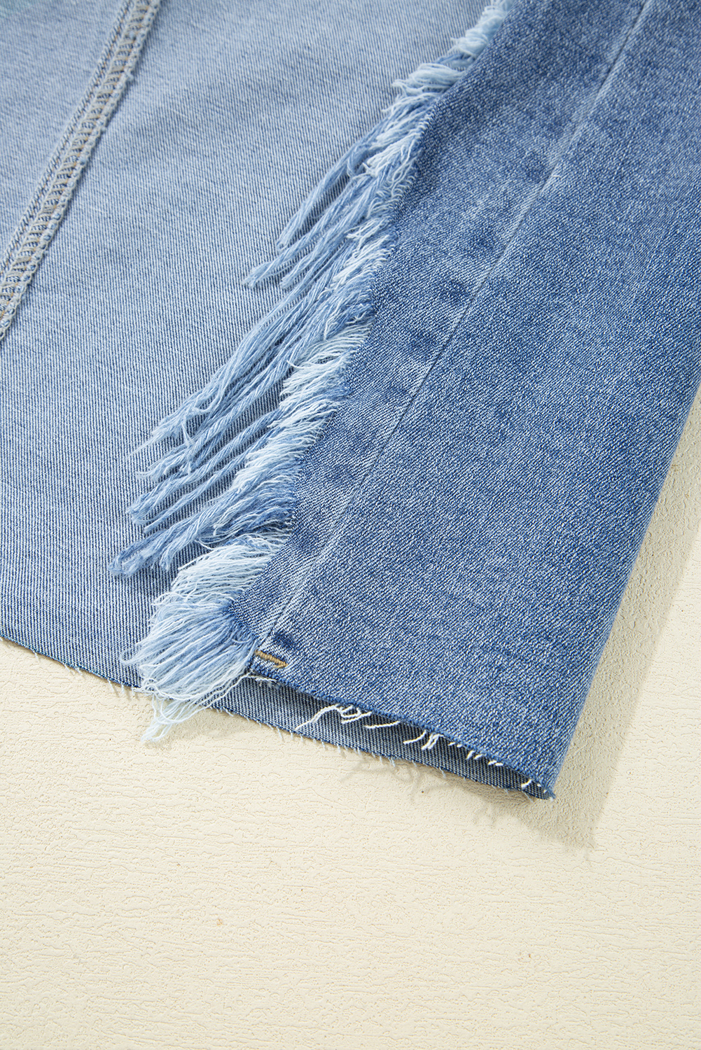Sail Blue Dearlove Irregular Distressed Bottom Denim Midi Skirt