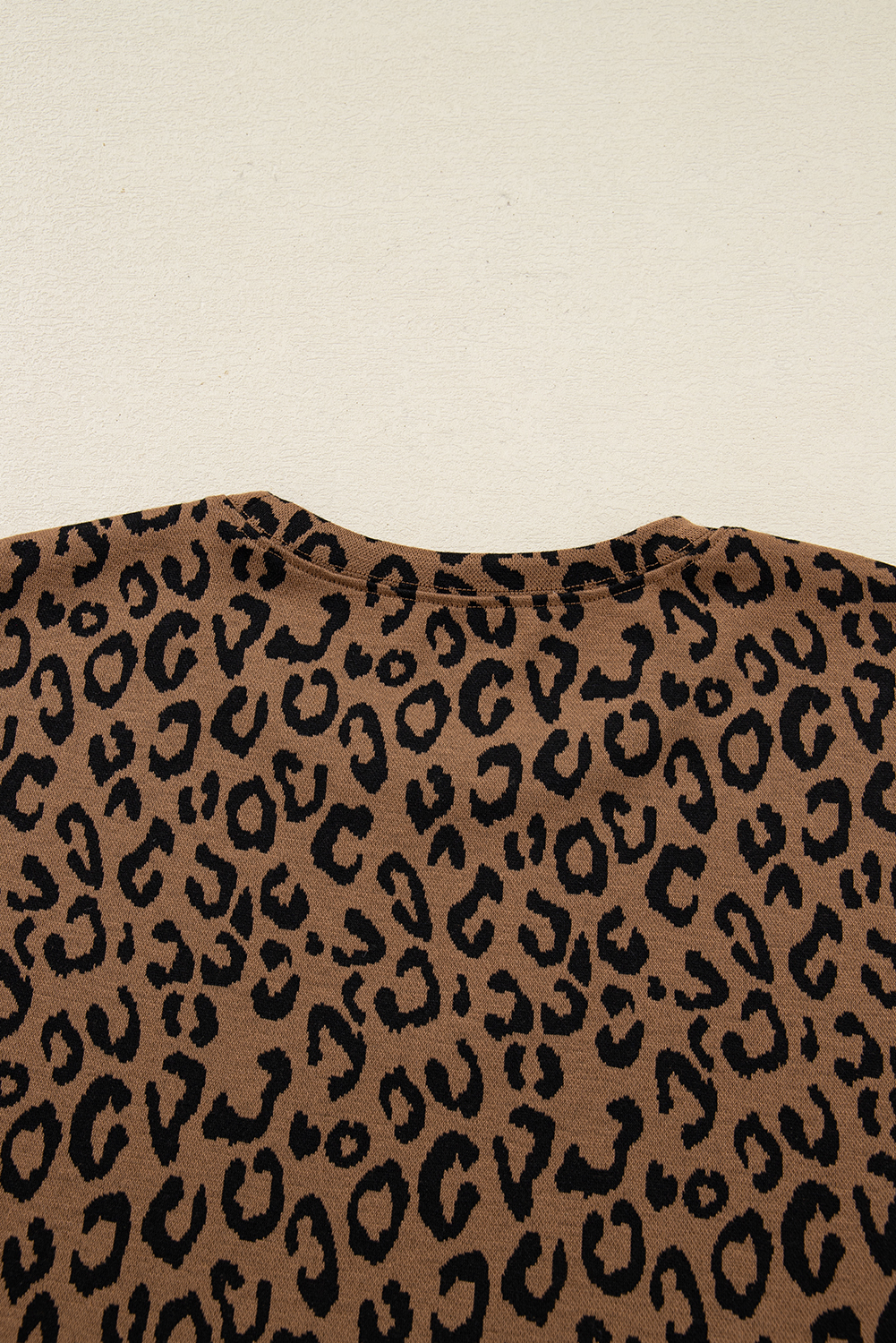 Brown Varsity Striped Trim Leopard Long Sleeve Top Drawstring Pant Set