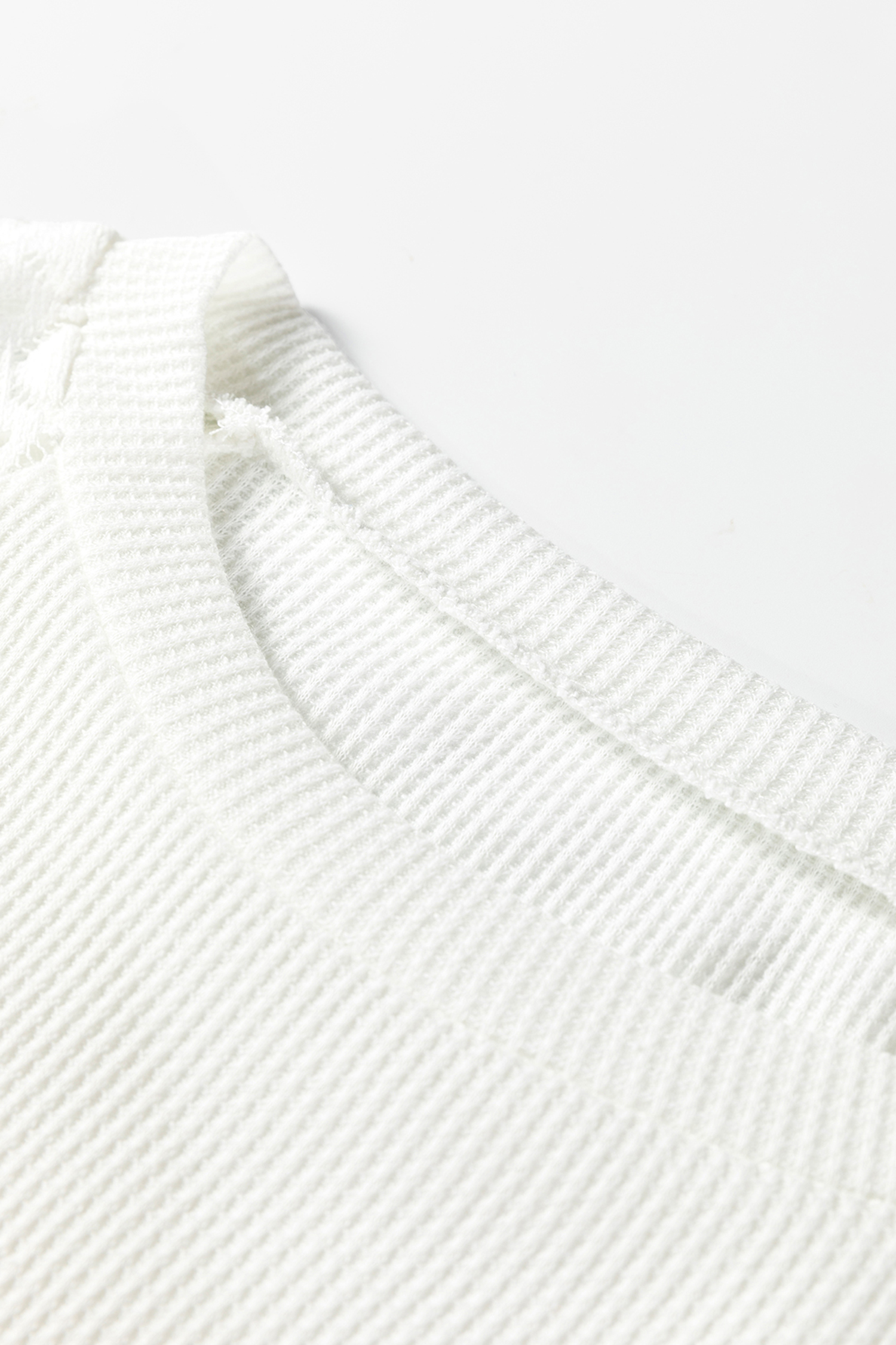White Lace Long Sleeve Textured Pullover