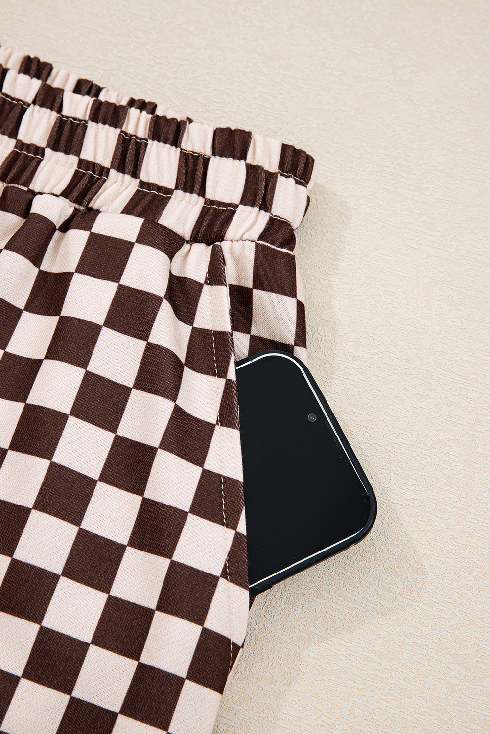 Black Athleisure Checkered 2pcs Pants Set
