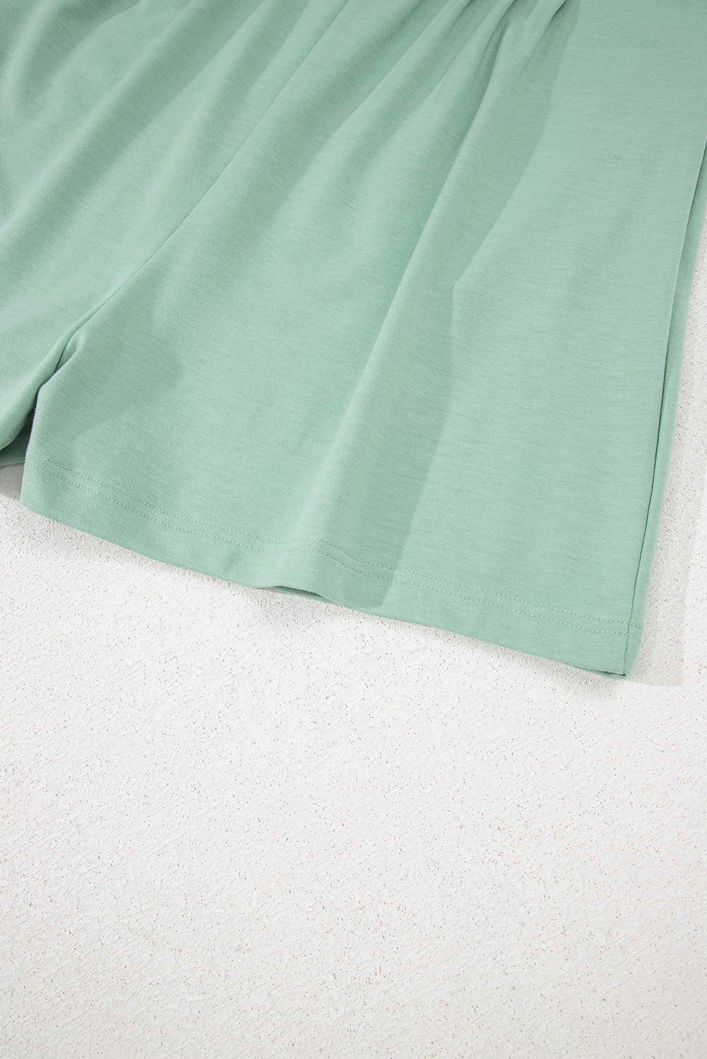 Smoke Green Tie V Neck Pintuck Sleeveless Loose Romper