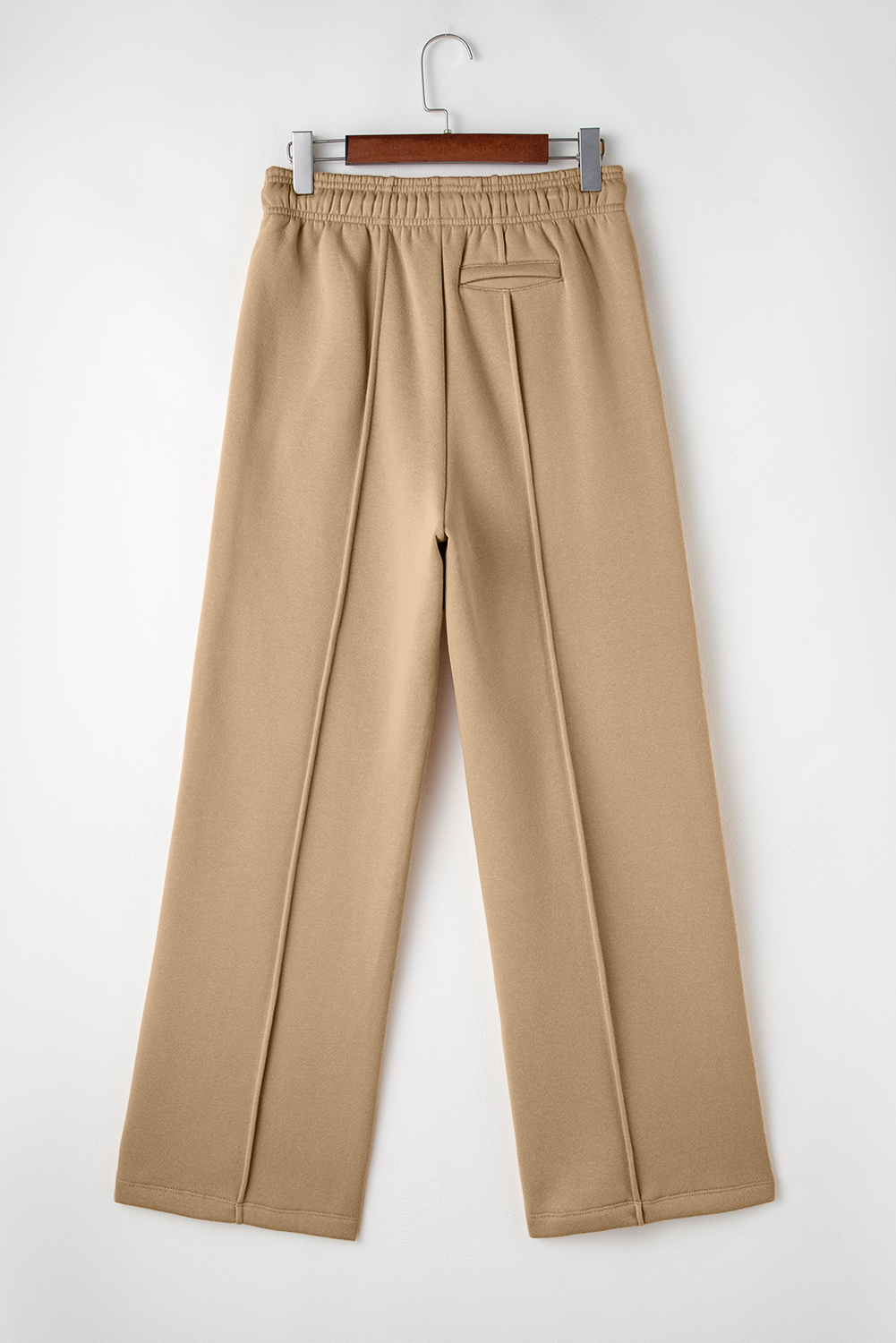 Smoke Gray Exposed Seam Drawstring Elastic Waistband Wide Leg Pants