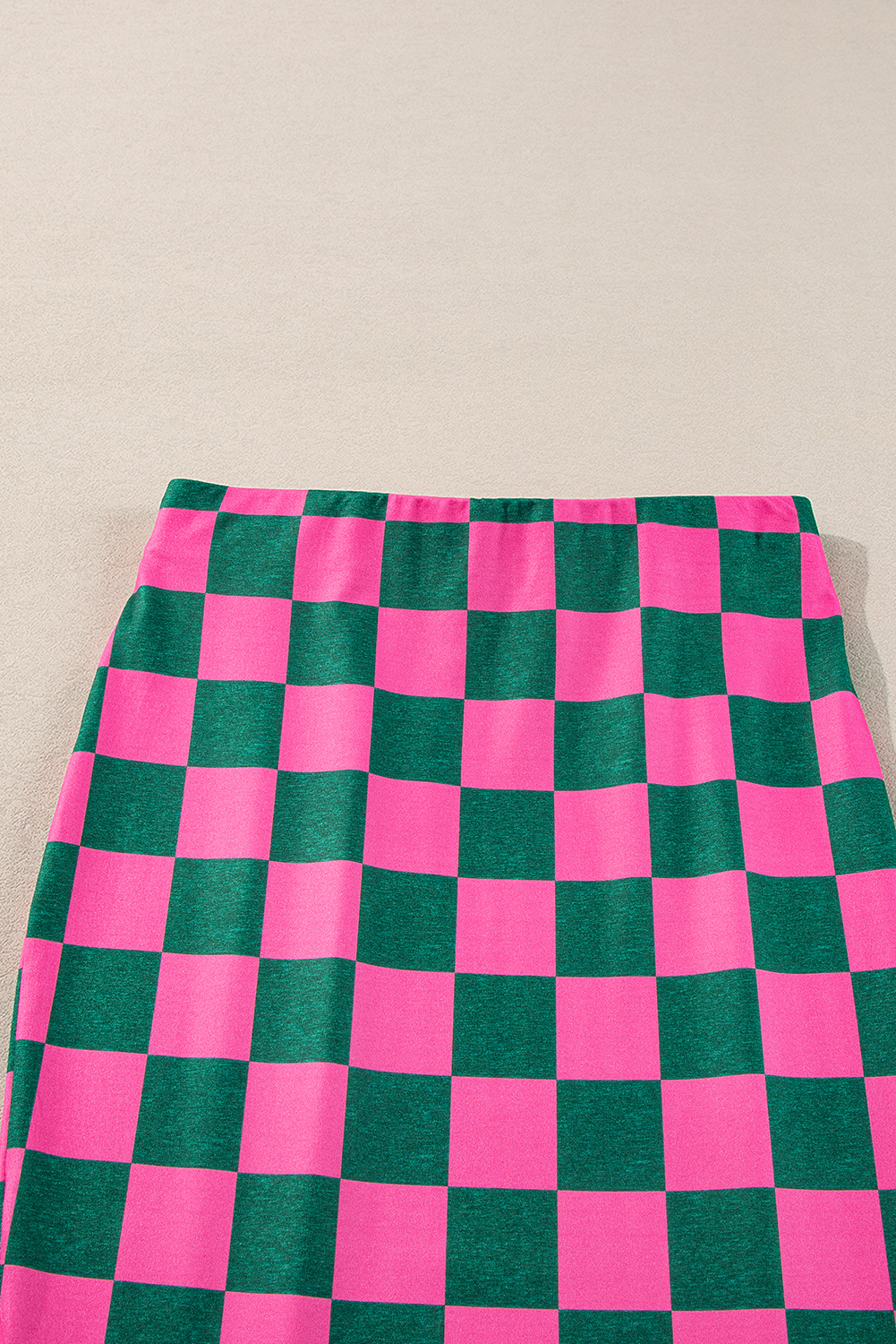 Black 2-Tone Checked Print High Waist Wide Leg Pants