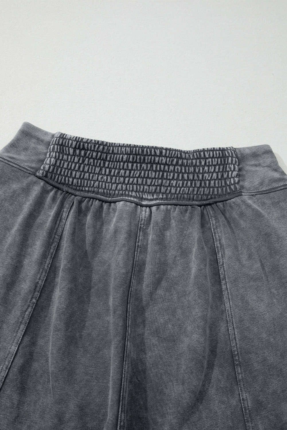 Medium Grey Mineral Wash Jogger Style High Waist Casual Pants