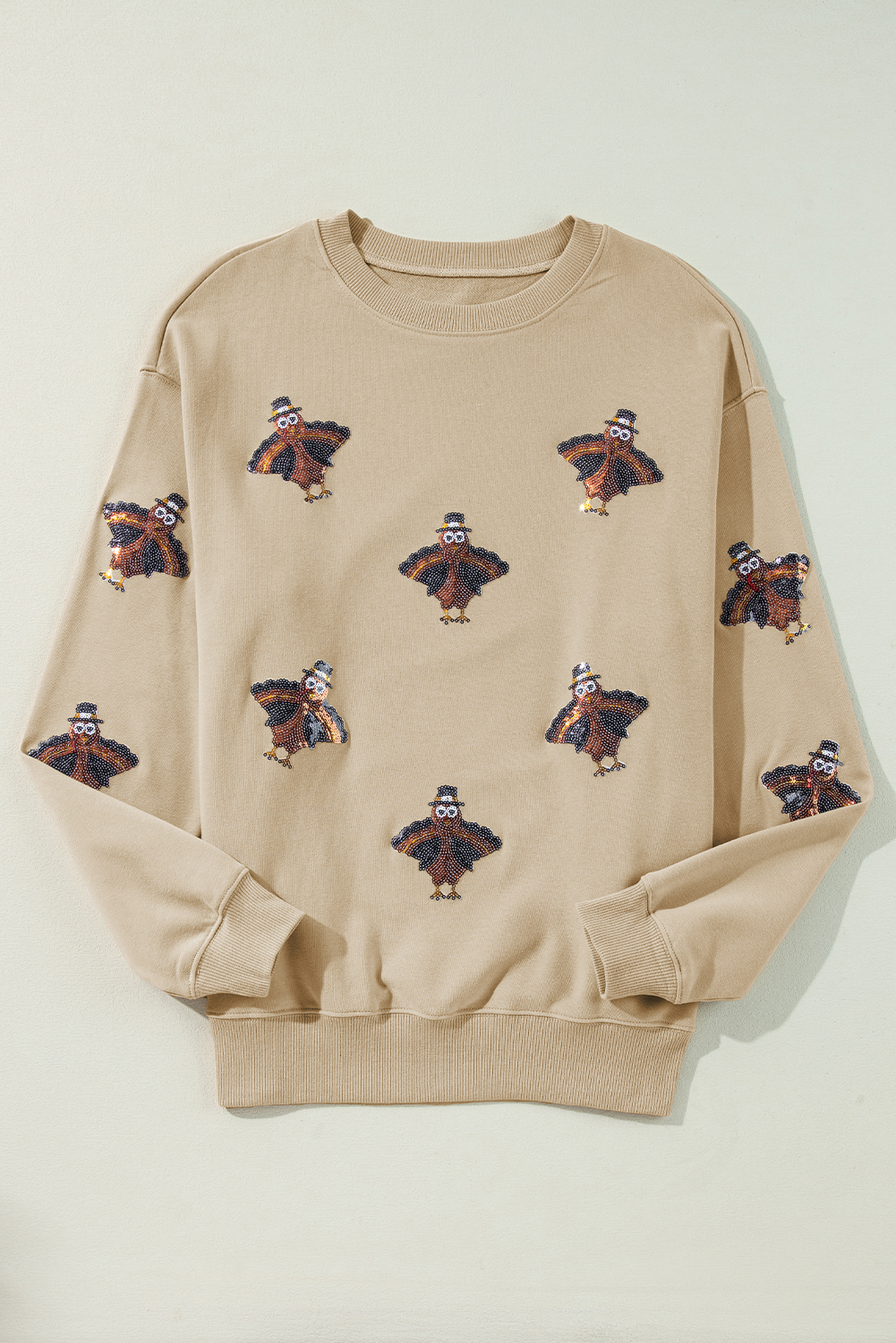 Parchment Shimmering Turkey Pattern Thanksgiving Holiday Sweatshirt