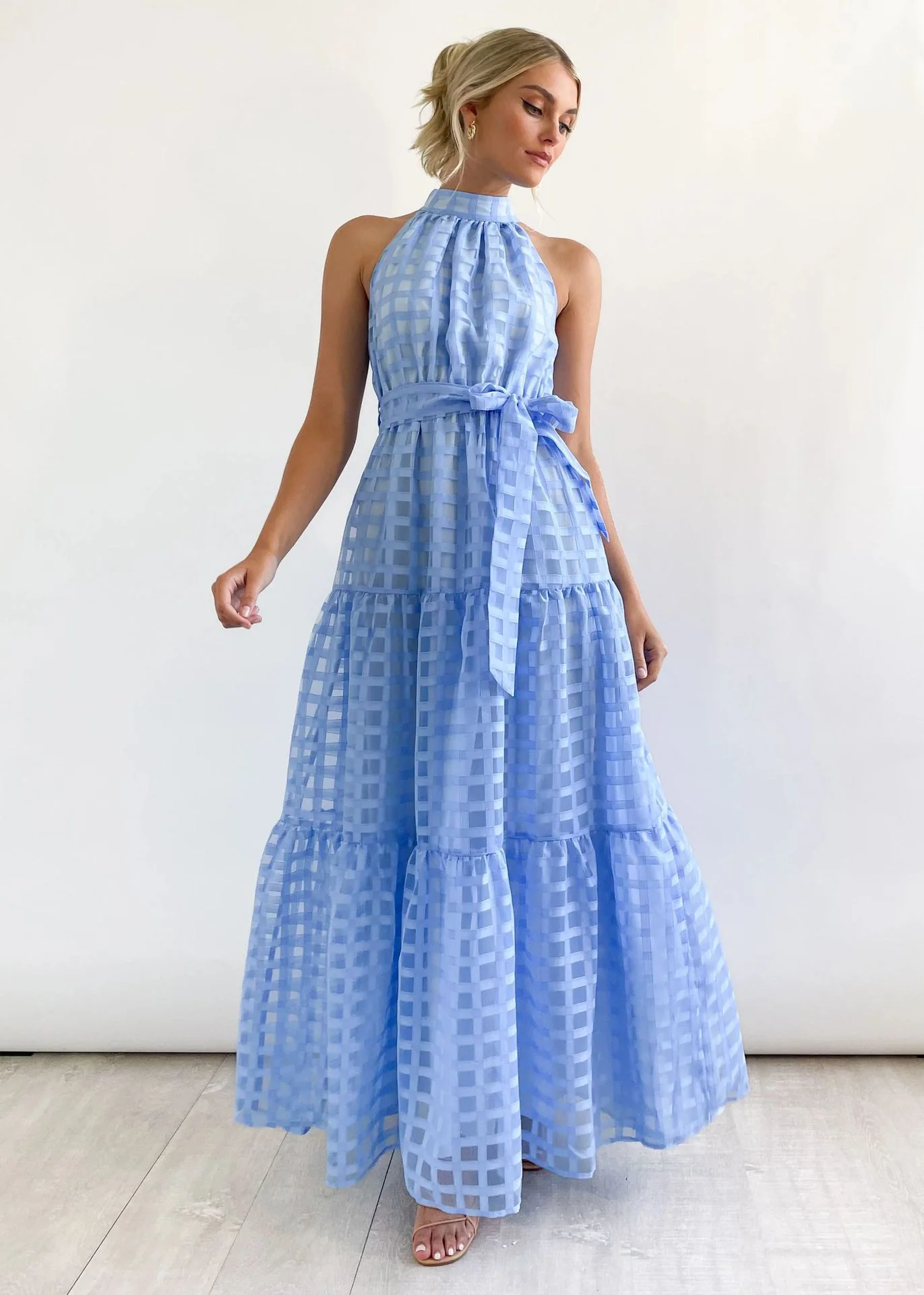 2023 Fashion Trends | Hot Pink Halter Retro Maxi Summer Dress
