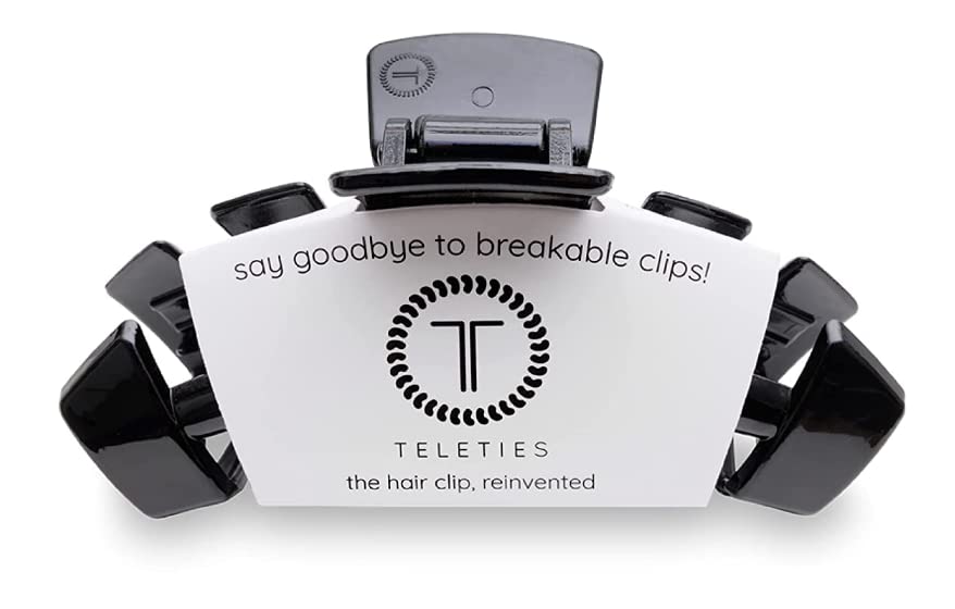 TELETIES - Large Hair Clip - Strong Grip, Bendable Teeth, Comfortable Curved Design - Ideal for Thick Hair - For All Hair Textures - Tortoise