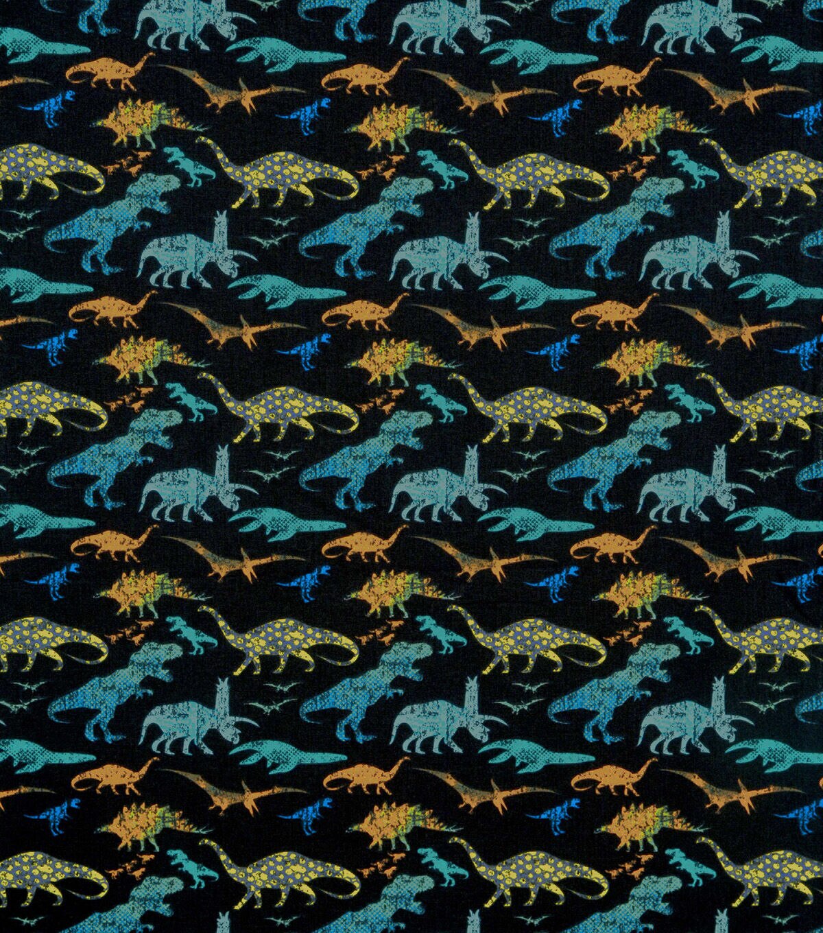 Stamped Dinos Novelty Cotton Fabric