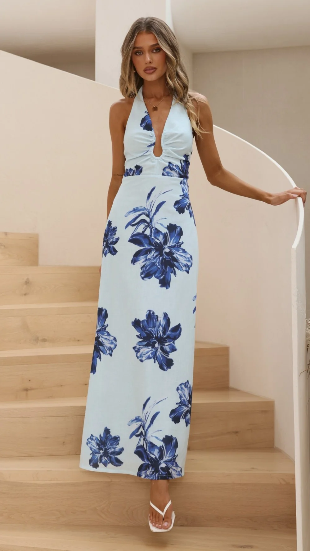 Larna Maxi Dress - Blue Floral
