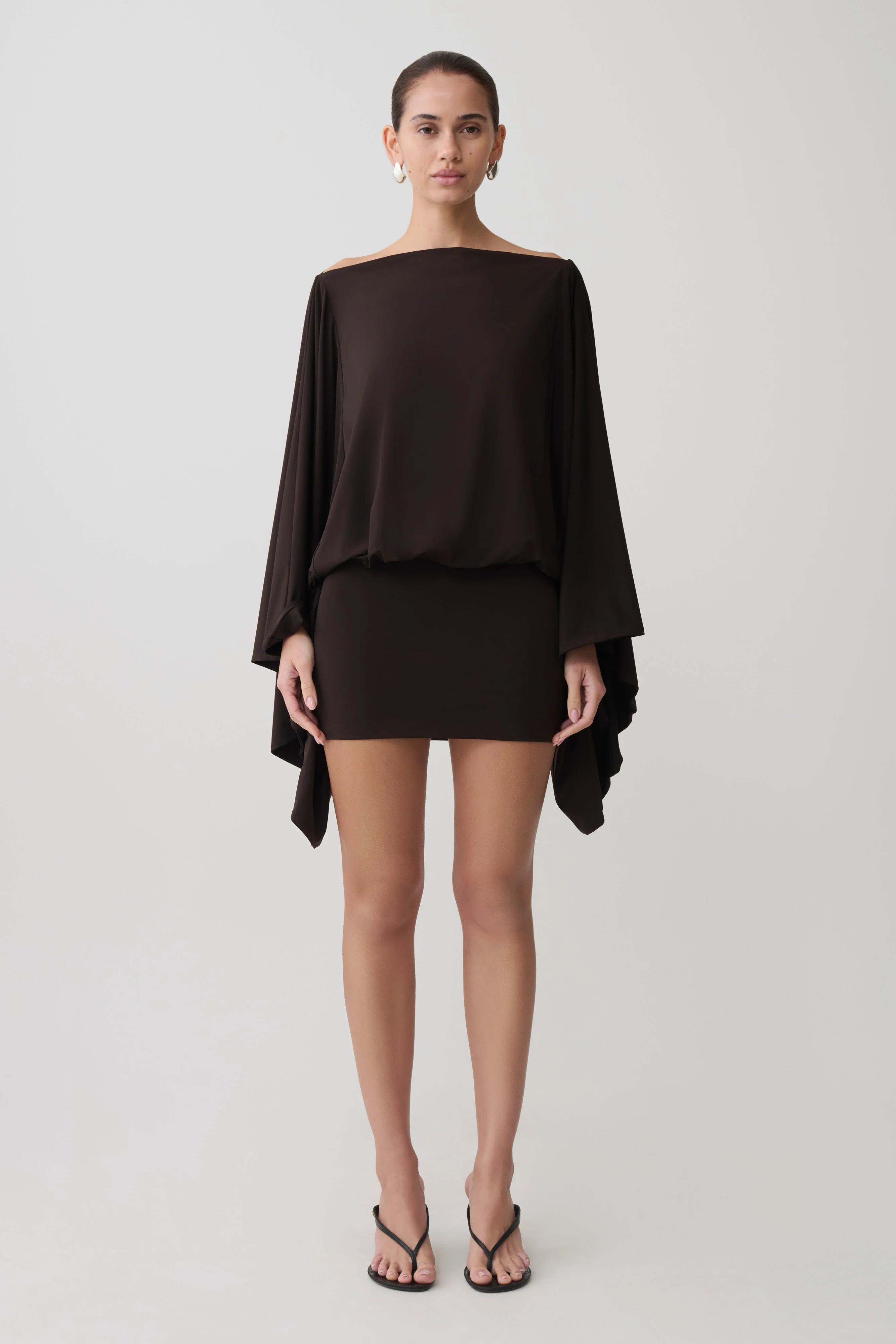 Jessy Draped Mini Dress - Dark Chocolate