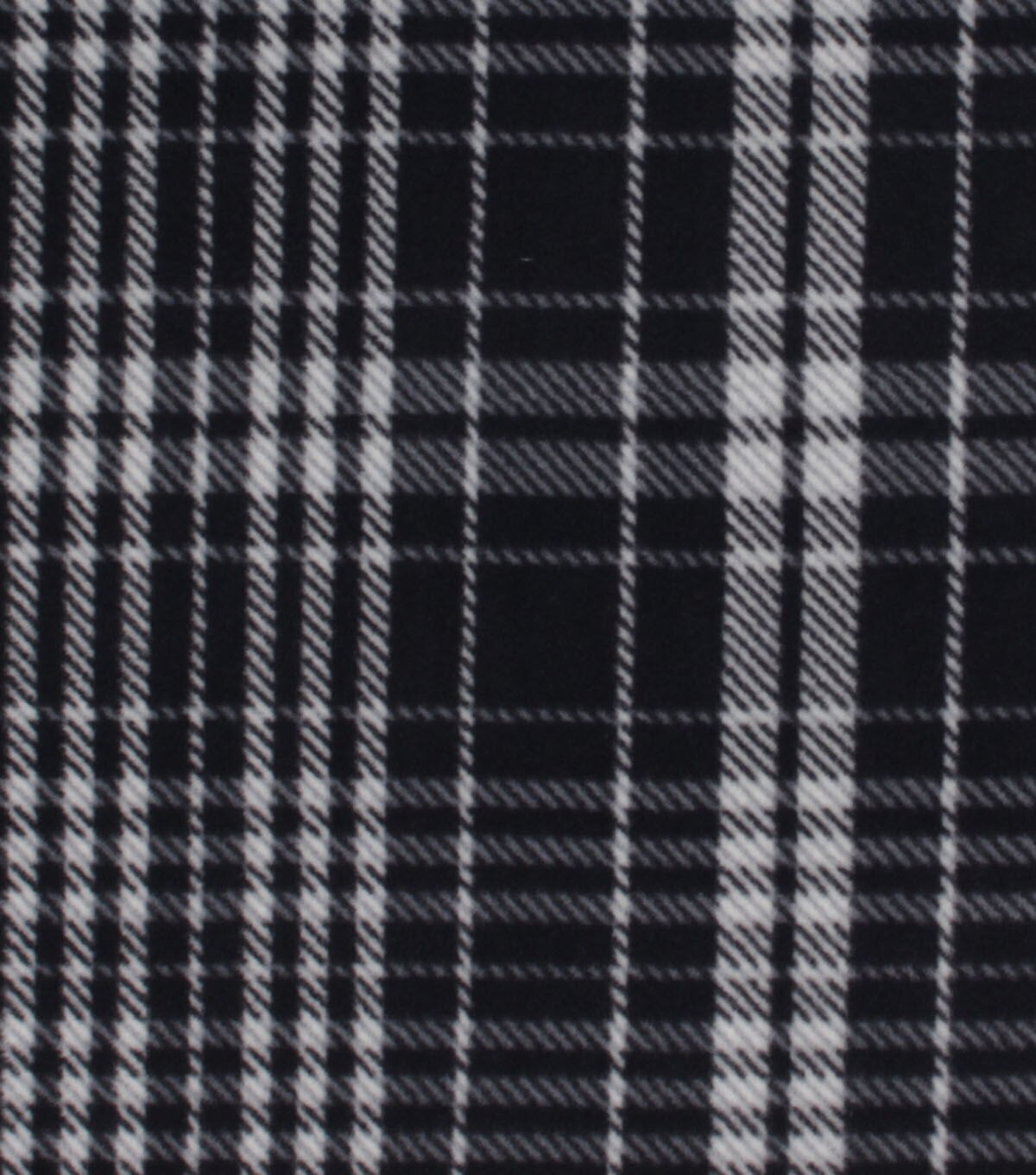 Black & White Plaid Anti Pill Plush Fleece Fabric