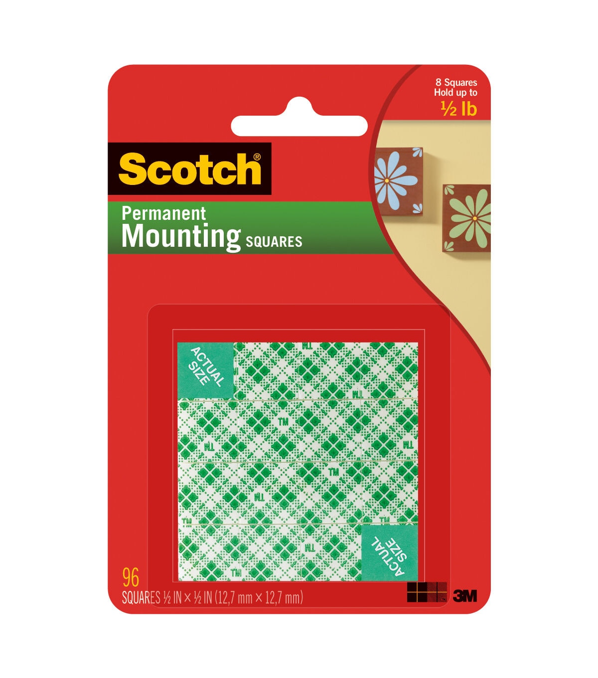 Scotch 0.5lb Plaid Small Permanent Mounting Squares