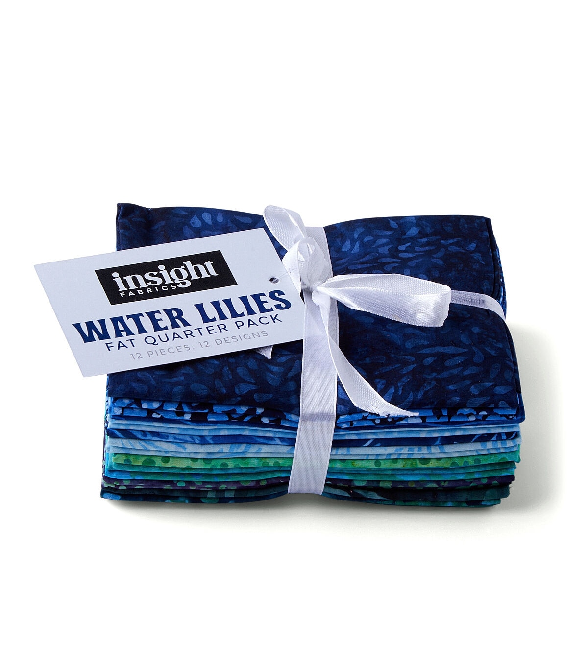 18 x 22 Blue Water Lilies Cotton Fabric Quarter Bundle 12pc