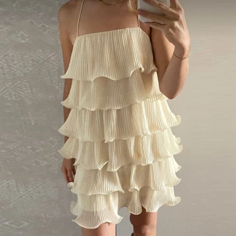 Layer Ruffles Cami Mini Dress