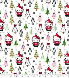 Hello Kitty & Trees Christmas Cotton Fabric