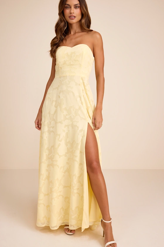 Garden of Romance Light Yellow Burnout Maxi Dress