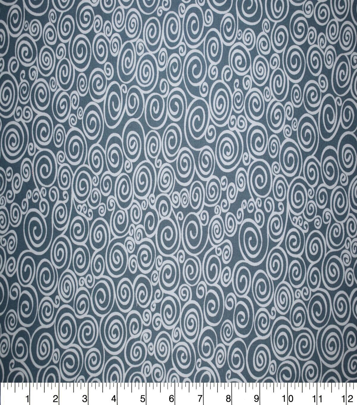 White Swirls on Light Blue Quilt Cotton Fabric by Quilter's Showcase