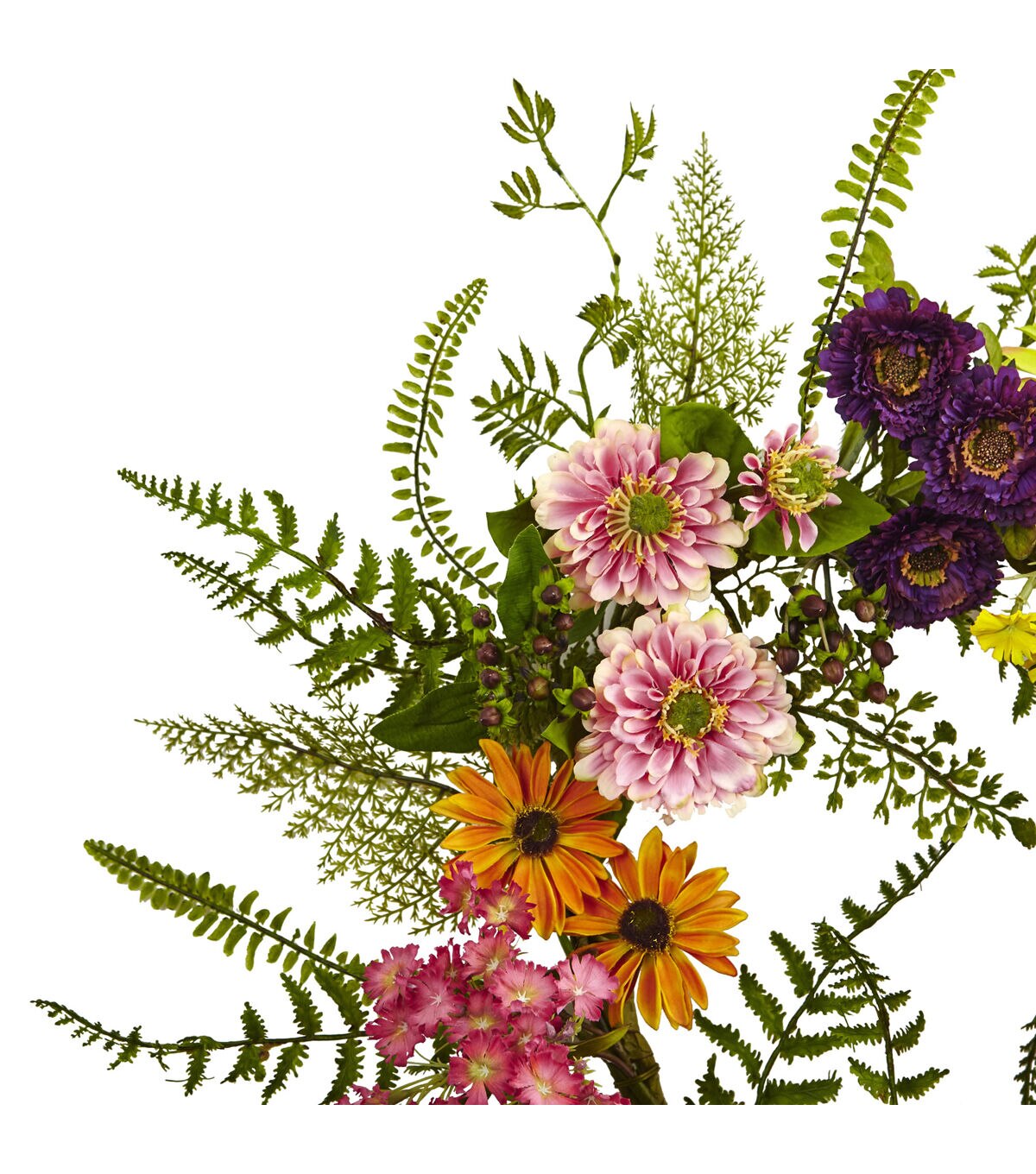 Nearly Natural Yellow & Purple Mixed Flower Wreath