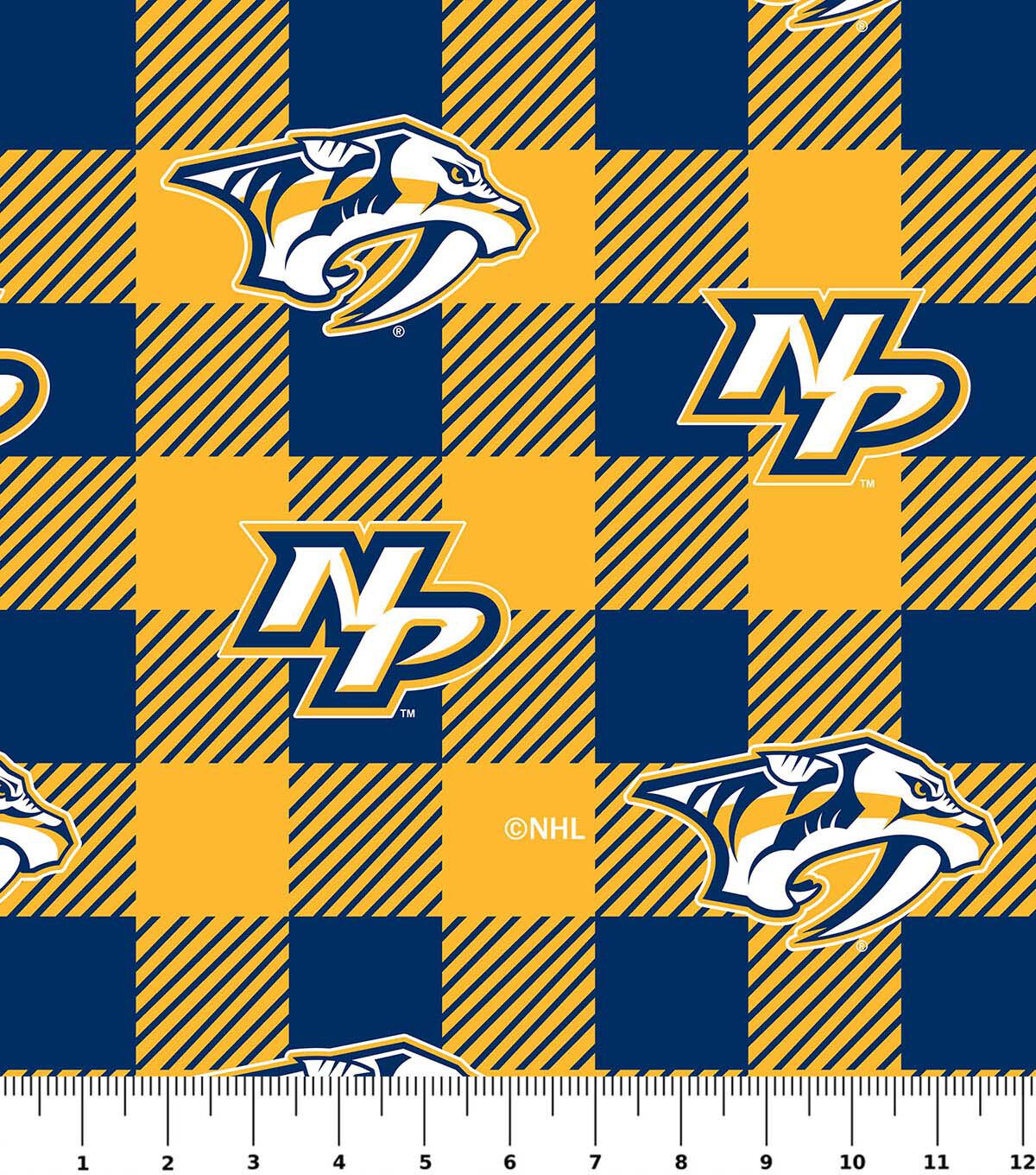 Nashville Predators Fleece Fabric Buffalo Check