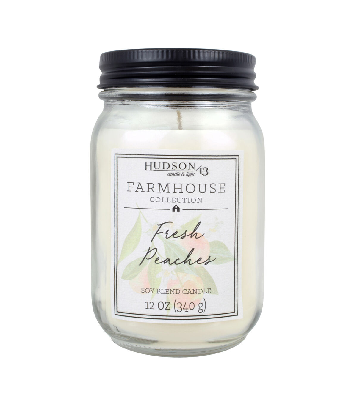 12oz Fresh Peaches Scented Mason Jar Candle by Hudson 43