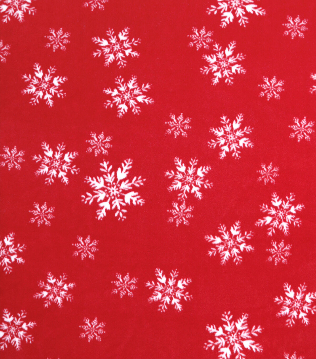 Snowflakes on Red Anti Pill Fleece Fabric