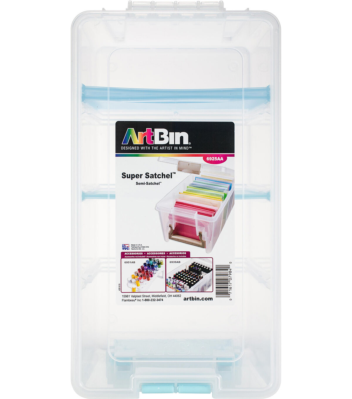 ArtBin Super Semi Satchel Aqua Handle Latch & Dividers