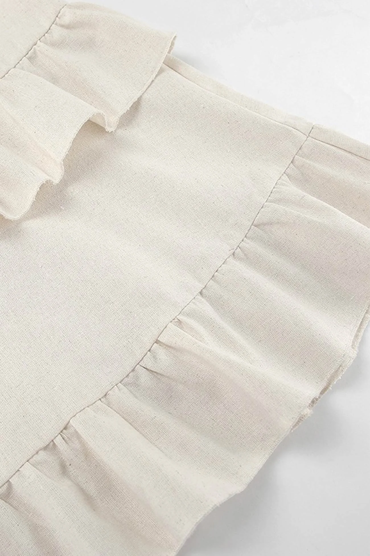 Halter Neck Tiered Cotton Linen Mini Dress
