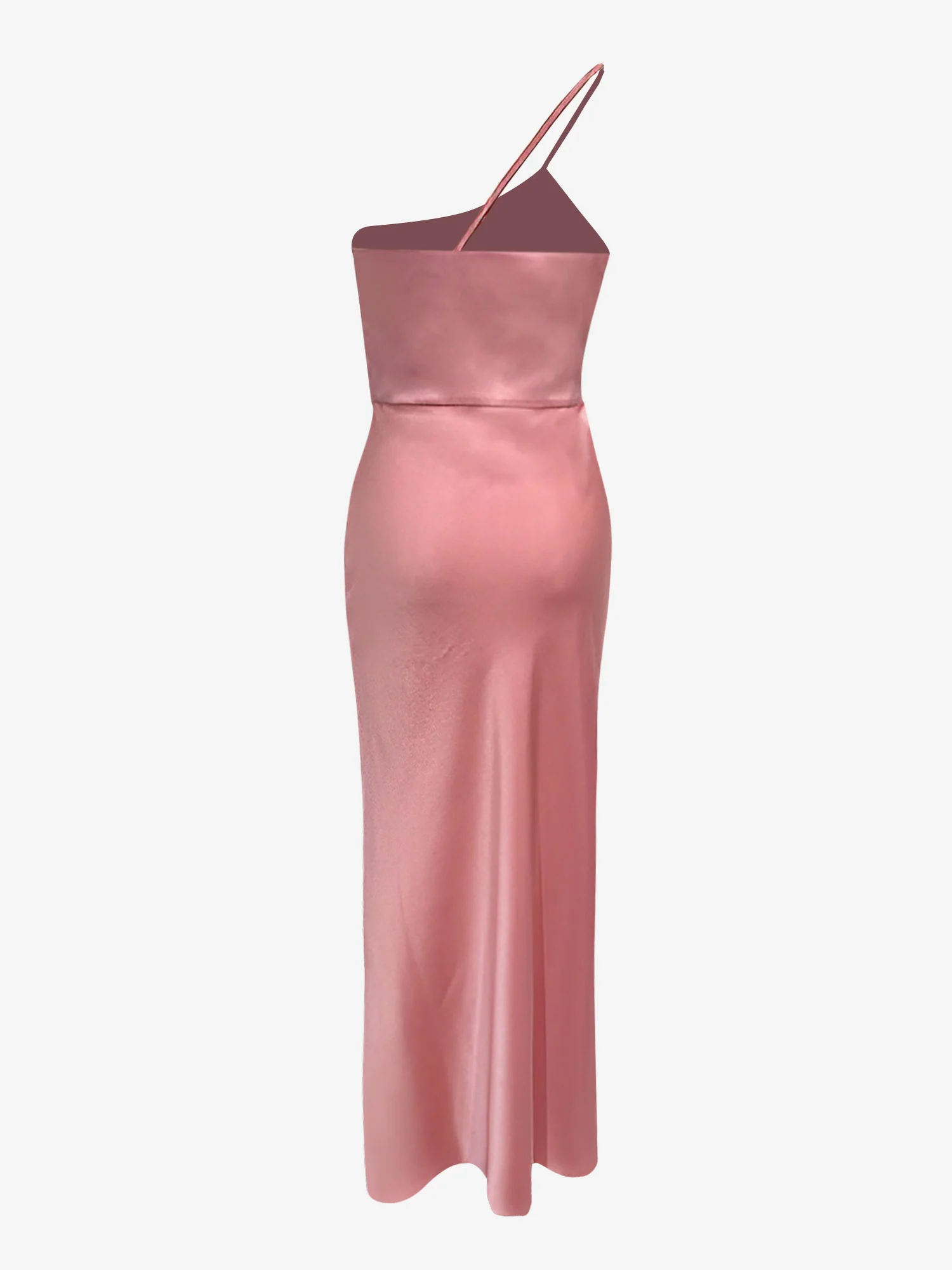 One Shoulder Spaghetti Strap Backless Satin Dress