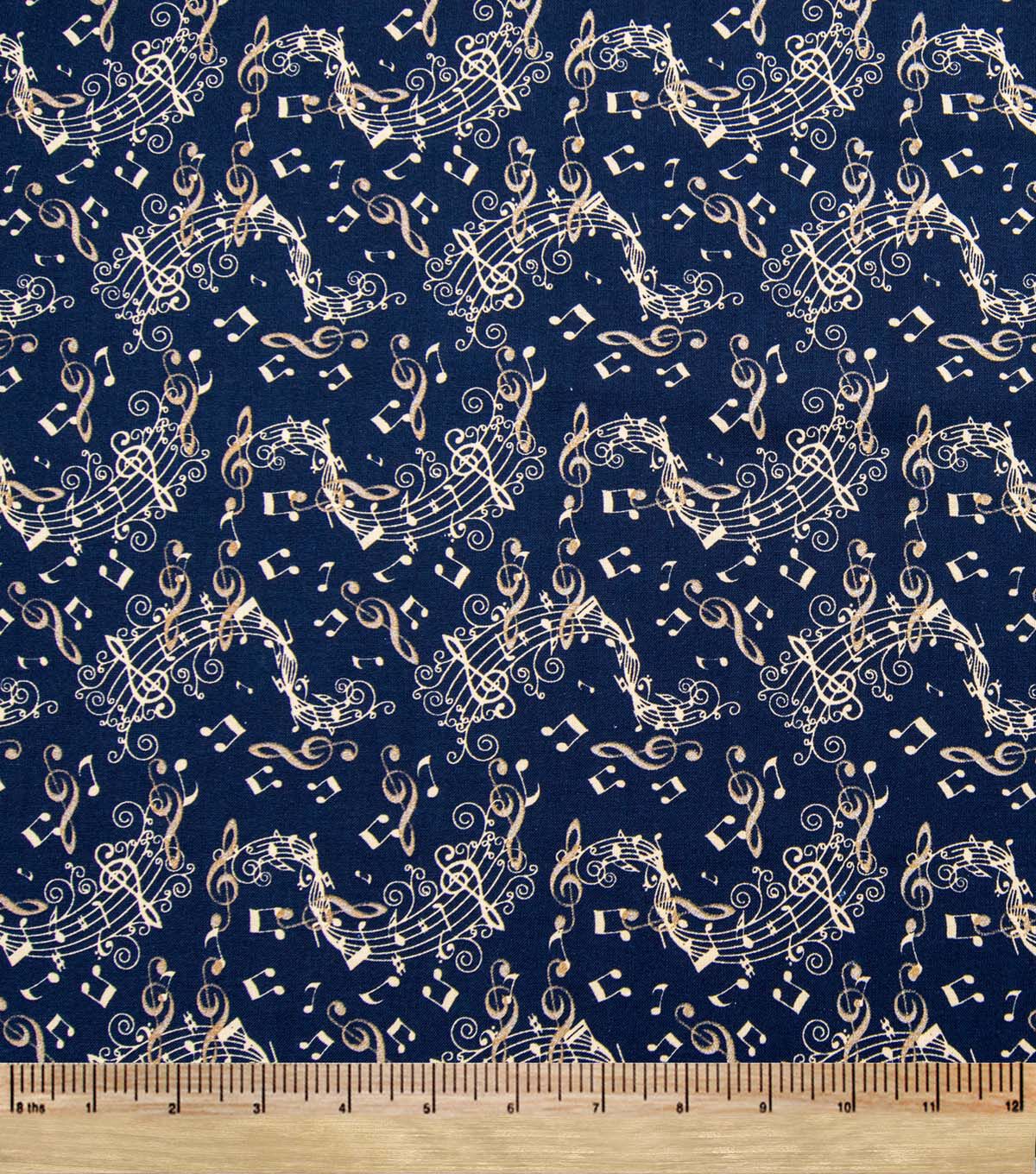 Music Black & Gold Novelty Metallic Cotton Fabric