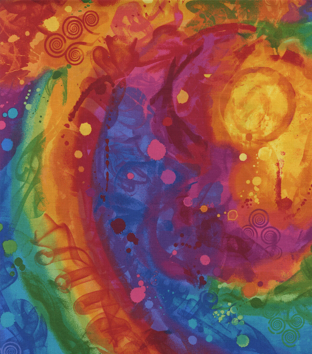 Hi Fashion Rainbow Splatter Premium Print Cotton Fabric