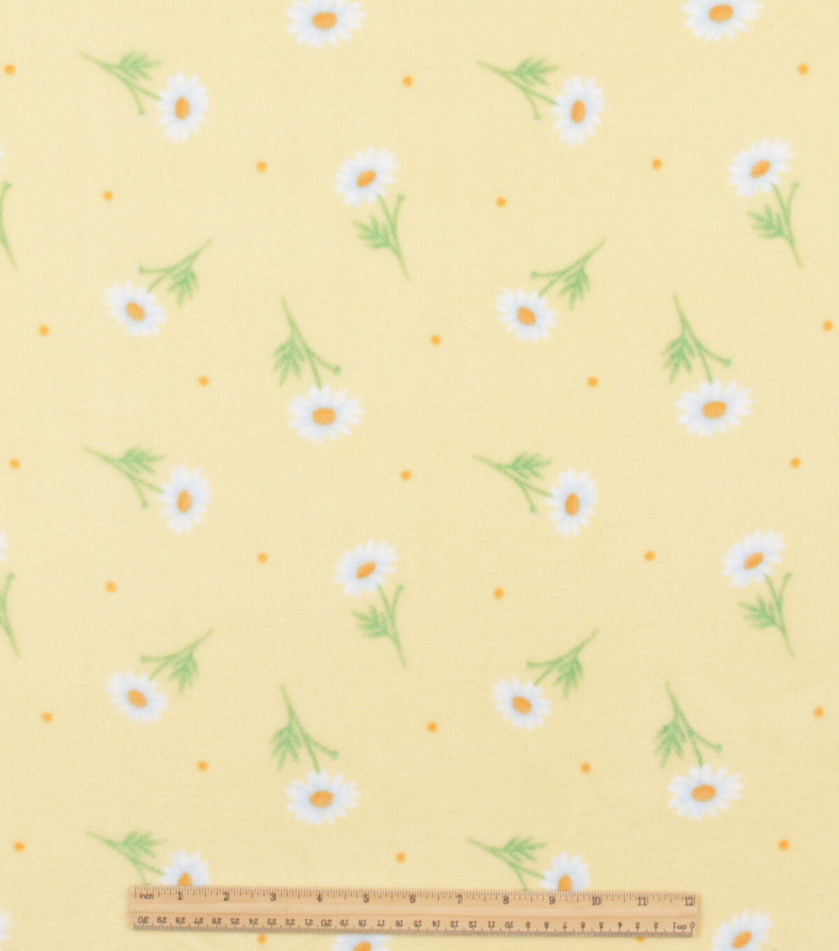 Daisy Toss on Yellow Anti Pill Plush Fleece Fabric
