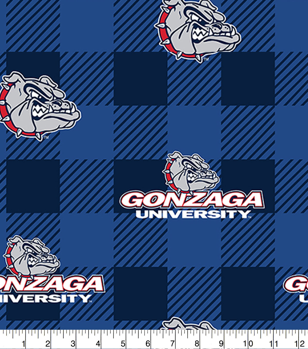 Gonzoga University Bulldogs Fleece Fabric Buffalo Check