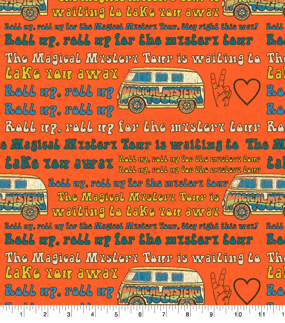 Lennon Mccartney Orange VW Toss Cotton Fabric