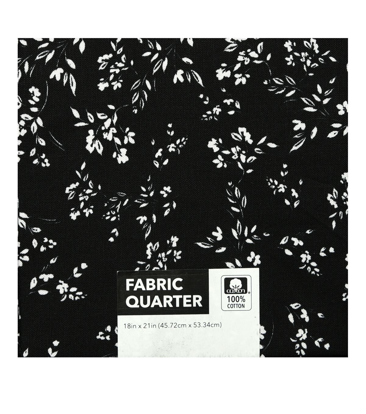 18 x 21 Floral on Black Cotton Fabric Quarter 1pc by Keepsake Calico