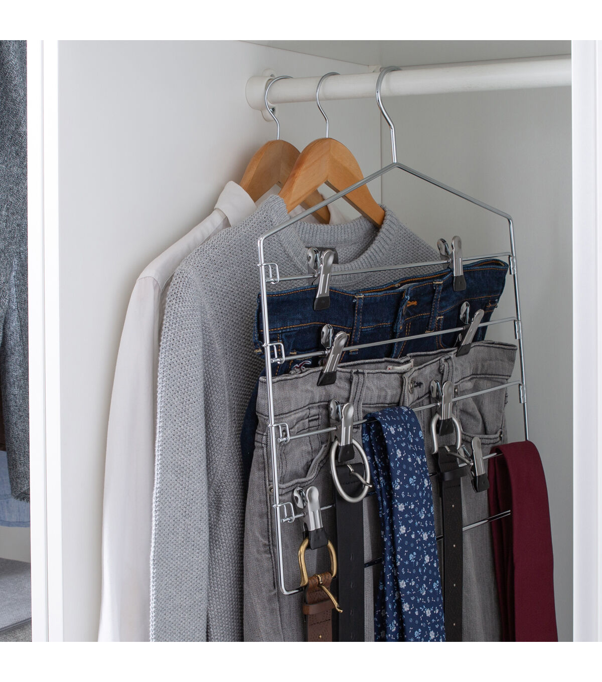 Organize It All 16 Silver 4 Tier Swing Arm Slack Rack Hanger