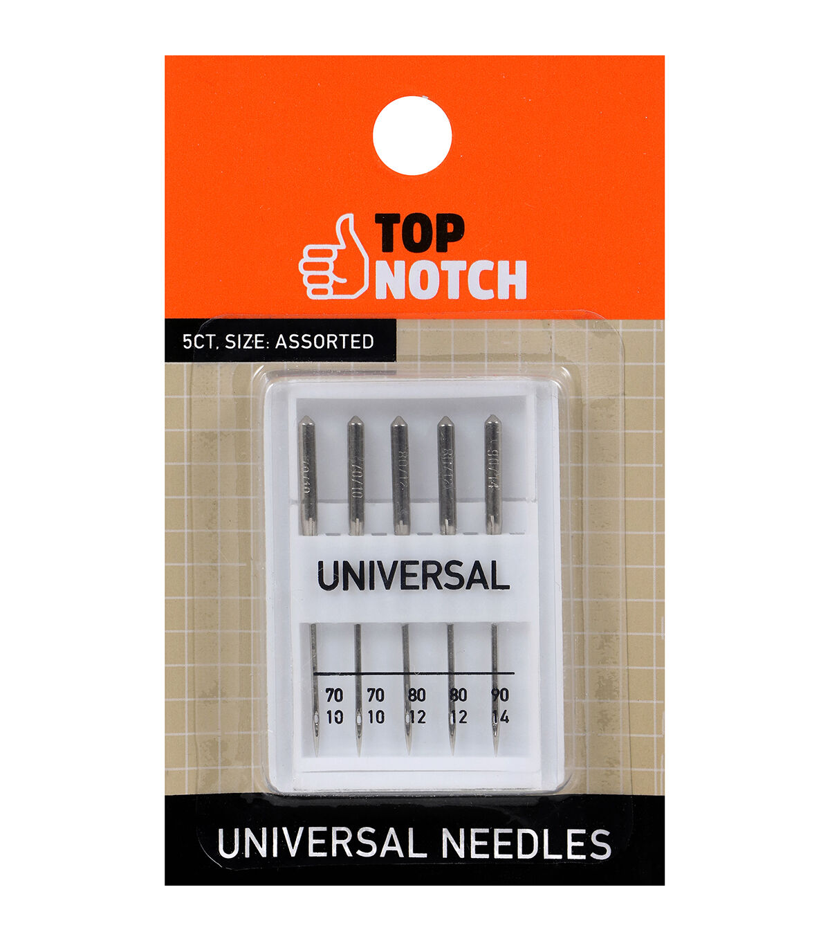 5ct Assorted Sizes Universal Sewing Machine Needles by Top Notch
